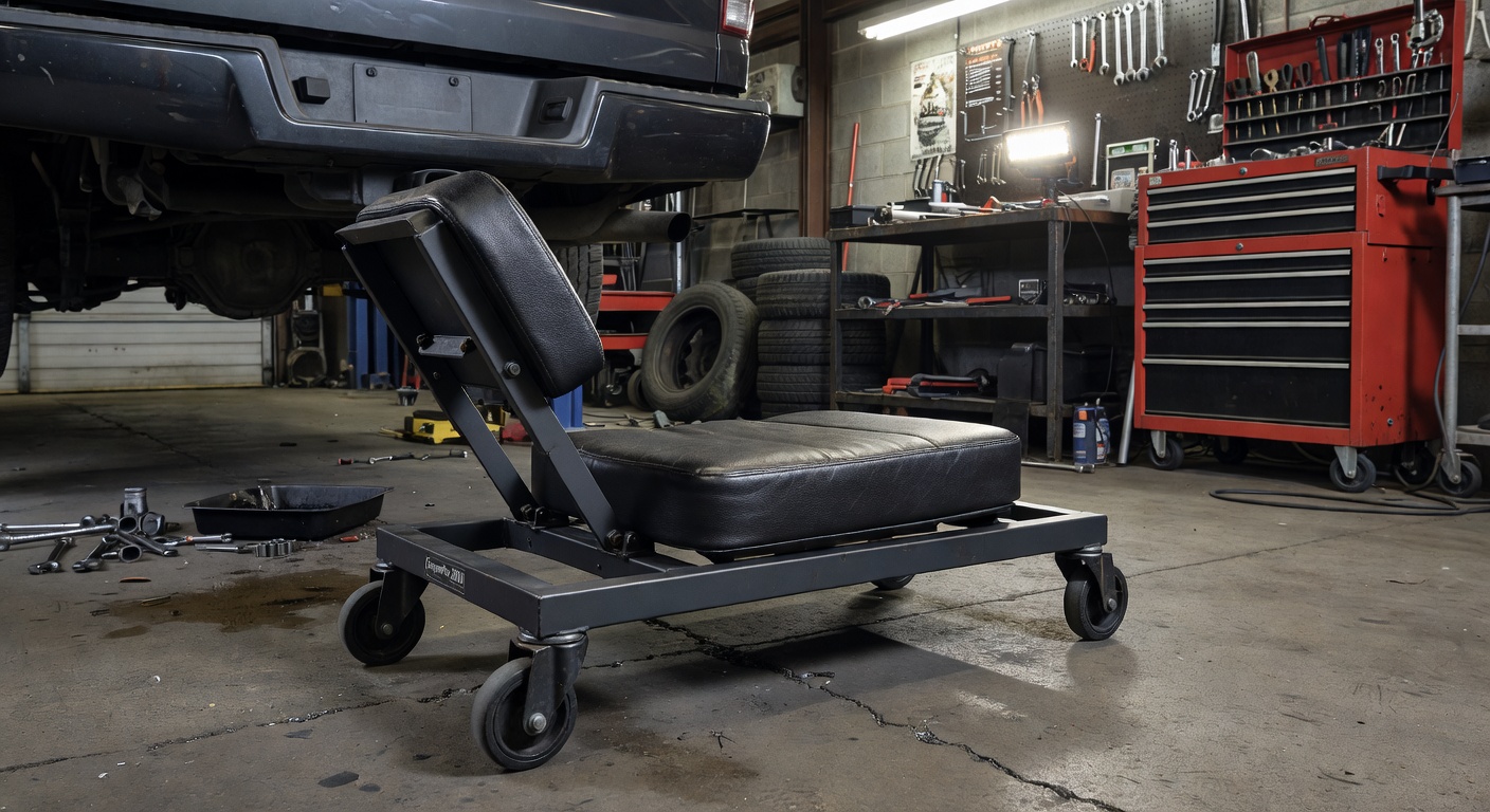 Mechanic's creeper seat for underbody access