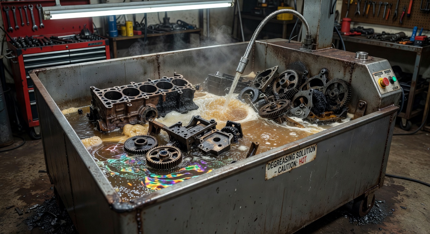 Parts washer machine for cleaning automotive components